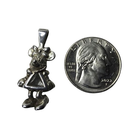Vintage Disney Minnie Mouse 925 Silver Pendant w Birthstone - Picture 1 of 6